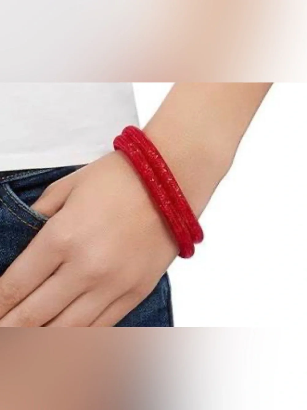 Swarovski Red Double-Wrap Bracelet with Silver Clasp - Picture 3 of 3